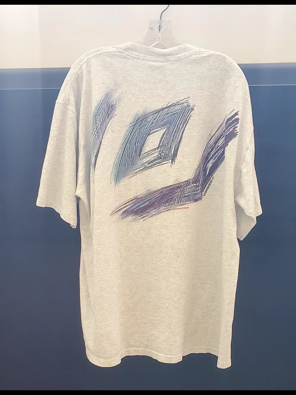 Men's Umbro Vintage 90s soccer t-shirt, Heather Grey, XXL Single Stitch Like New